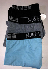 Boxer Hanes Senza Etichetta Confezione 3 Misto Poliestere Nero Grigio Blu Uomo Tg L Nuovo