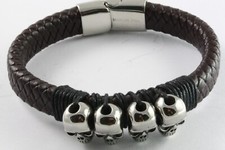 Teschio Bracciale Biker Pelle
