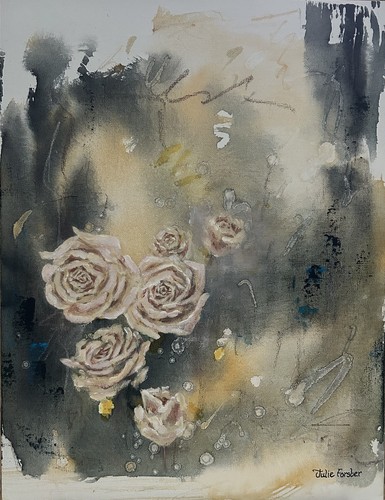 Rose floreali dipinto astratto