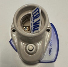 PORTALAMPADA CERAMICA BASE E27 INTERRUTTORE PARETE ANTICO B.AVORIO  COD. 330742