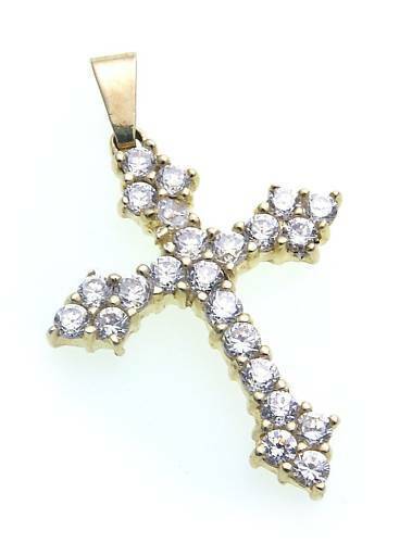 Ciondolo croce zirconia oro - ciondolo,