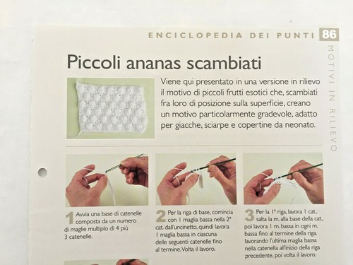 Scheda tecnica punti - punti, uncinetto