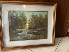 Dipinto a olio firmato Natale Chiappa - Paesaggio con ruscello 