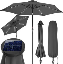 Ombrellone Da Giardino 24 Luci LED Ø270Cm Manovella Ombrelloni Terrazza Parasole