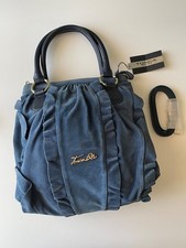 Borsa Tosca blu in camoscio e pelle modello con tracolla e manici da braccio 