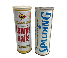 Palline da tennis vintage lotto 2 bidoni metallo sigillati 1 spalding e 1 dunlop nuove con scatola