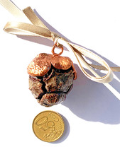 Pendente Ciondolo Pigna Naturale  di Cipresso Elettroformata in Rame hand made