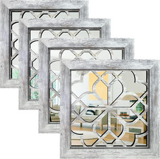 Specchio da parete casale 4 pezzi con disegno floreale intagliato - decorazione specchio rustico per H