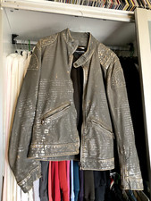 ULTRA RARE DOLCE GABBANA JACKET LEATHER F/W 2004 BIKER GOTHIC PAINT VINTAGE