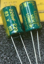 2Pz. 220uF 63V 105°C Low Esr Condensatori Elettrolitici Ø10x16mm ( 2 pezzi )