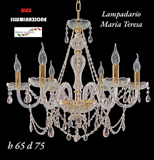 LAMPADARIO CRISTALLO 6 LUCI MARIA TERESA RIPORTI ORO SOSPENSIONE ARTIGIANALE