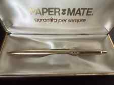 PENNA SFERA PAPER MATE PLACCATA ORO pulsante scatto scrive con astuccio vintage