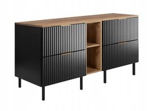 Armadio Armadietto Mobile Lavandino Doppio Appoggio Piedini 140 cm FLOW Nero