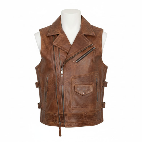 Gilet biker uomo - , marrone