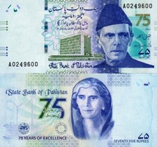 PAKISTAN - 75 rupees 2023 Commemorativa FDS - UNC