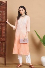 Ombre Peach Mulmul Cotton
