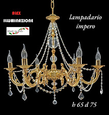 LAMPADARIO 5 LUCI IMPERO CLASSICO SOSPENSIONE ARTIGIANALE ORO FRANCESE