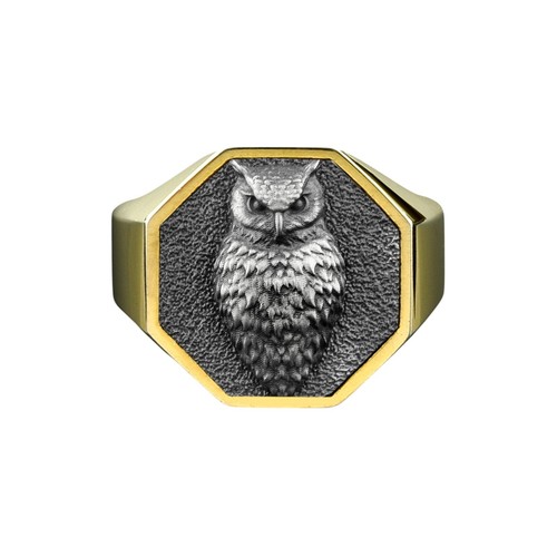 Anello argento gufo athena - in,