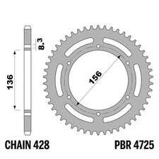 FANTIC MOTOR MOTARD CASA 125 2018-2019 corona PBR passo 428 54 Denti Ergal