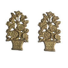 Coppia Fregi Ornamenti Cesto Fiori Stile Impero Ottone Restauro Mobili Antichi