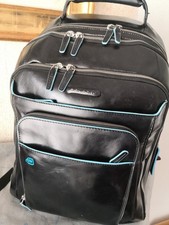 Zaino Piquadro Pelle Nera Porta Pc 15.6 Blue Square Black - Organizer grande