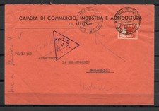 AMG VG, storia postale, Udine-Polcenigo-Udine, uso improprio via ACCO