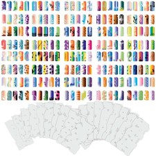 Set 7 320 Aerografi Nail Art DISEGNI STENCIL - 20 Fogli Modello Kit Pennello Pittura
