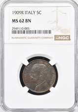 1909-R Italy 5 Centesimi Coin