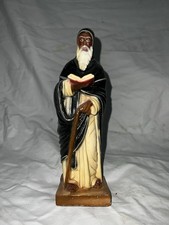 Antica Statua San Calogero In Gesso Vuoto Cm 24