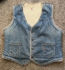 Giacca gilet vintage Levis arancione tab denim sherpa foderato western cowboy anni 70 80