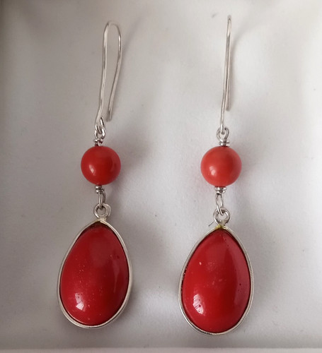 Orecchini argento 925 corallo - orecchini,