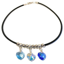 Collana swarovski con ciondolo cuore da donna catenina in caucciu lunga 40 cm