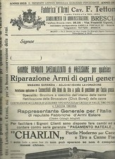 Catalogo 1929 Tettoni Brescia - Armi Munizioni - Caccia Fucili Charlin Tagliole