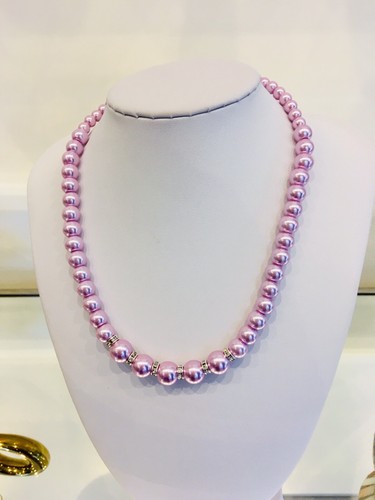 Collana perle vetro rosa - in,