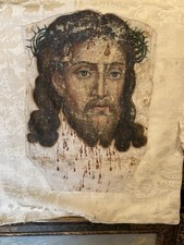 IL VOLTO SANTO DI CRISTO SPLENDIDO DIPINTO AD OLIO DEVOZIONALE DEL XVIII-XIX SEC