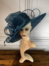 Cappello Cappelli Condici Teal Sinamay Matrimonio Madre Sposa Ospite Gare Festa Evento