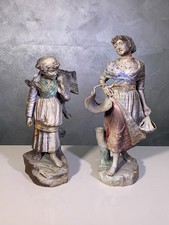 Coppia antiche statua terracotta personaggi presepe XIX secolo