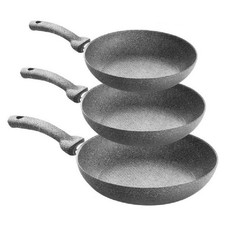 SET 3 PADELLE IN PIETRA ANTIADERENTI REGINA DI PIETRA DIAMETRO 22 - 26 - 30 CM