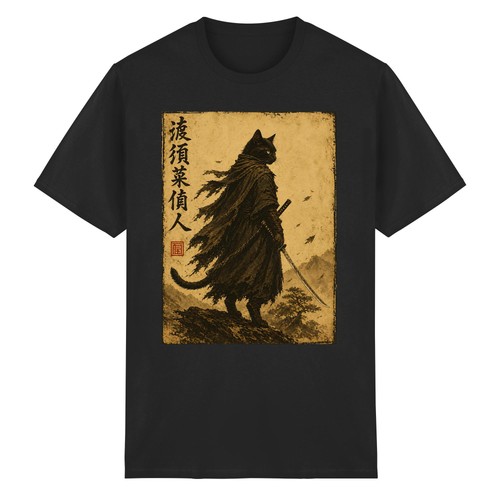 Maglietta gatto samurai