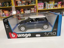 BURAGO 1:18 AUTO DIE-CAST MINI COOPER 2001 BLU e BIANCO  ART 18-12034