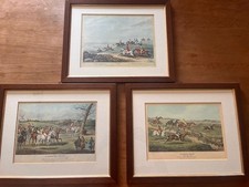 Tris Stampe Vintage Incorniciate "Caccia a Cavallo" Bellissime !!!