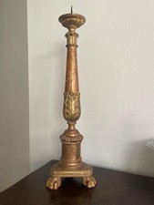 ANTICO CANDELABRO XVIII sec ARTE SACRA LEGNO DORATO LUIGI XVI SCOLPITO