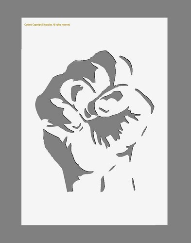 Mylar stencil power fist - stencil, 'power/fist'