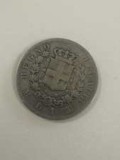 Moneta Antica REGNO D'ITALIA VITTORIO EMANUELE II 1 LIRA VALORE 1863 ARGENTO