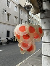 LAMPADARIO 60s A DISCHI IN METACRILATO ITALIAN DESIGN CHANDELLIER