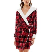 Accappatoio donna Roudelain Glance Plaid Deluxe Touch foderato in pile con cappuccio taglia XL