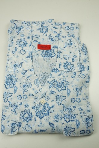 Camicia isaia bianca cobalto - isaia,