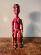 VINTAGE BLOLO O SPIRITO CONIUGE FIGURA LEGNO DIPINTO BAULE AVORIO COSTA AFRICA OCCIDENTALE
