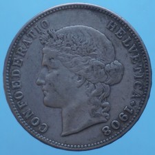 SVIZZERA 5 FRANCHI 1908