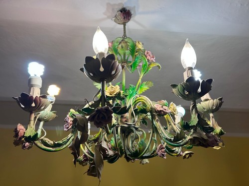Lampadario vintage floreale - lampadario,